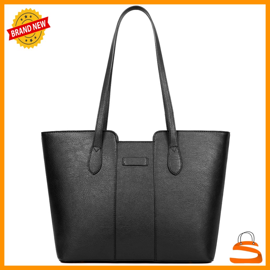 Pu Leather Tote Bag With Top Handle And Shoulder Strap, Multiple Pockets